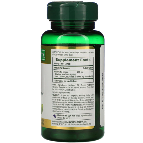 Nature's Bounty, Milk Thistle Extract , 1,000 mg, 50 Rapid Release Softgels