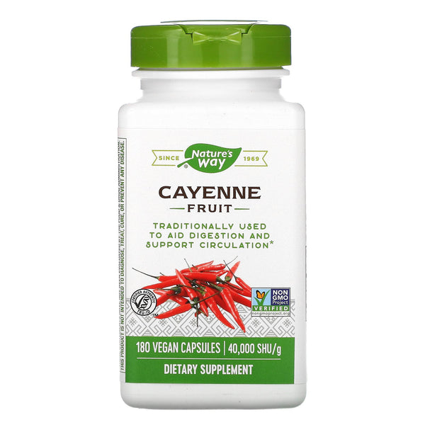 Nature's Way, Cayenne Fruit, 40,000 SHU/g, 180 Vegan Capsules - The Supplement Shop