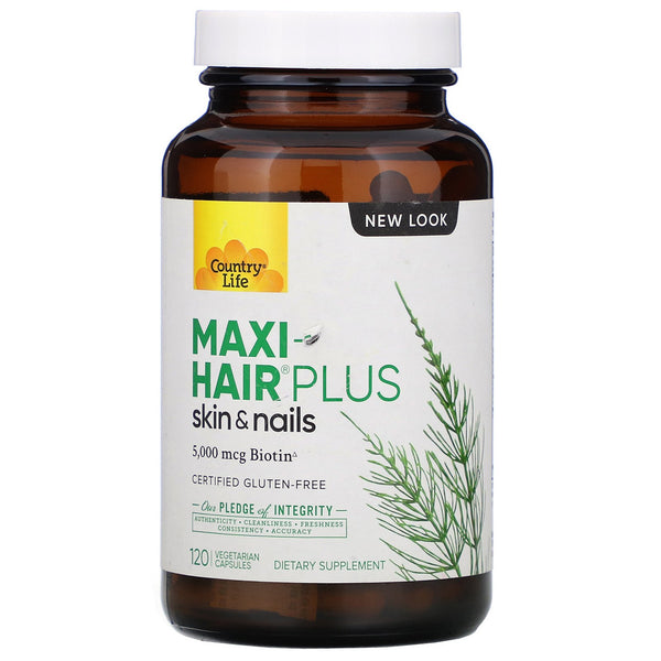 Country Life, Maxi-Hair Plus, 5,000 mcg, 120 Vegetarian Capsules - The Supplement Shop