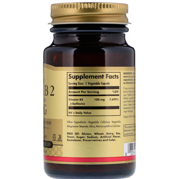 Solgar, Vitamin B2 (Riboflavin), 100 mg, 100 Vegetable Capsules
