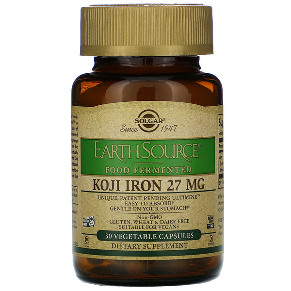 Solgar, EarthSource Food Fermented, Koji Iron, 27 mg, 30 Vegetable Capsules - The Supplement Shop