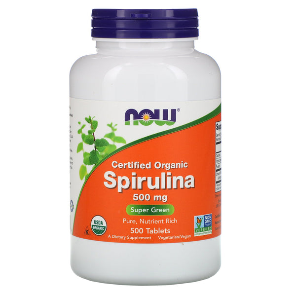 Now Foods, Certified Organic Spirulina, 500 mg, 500 Tablets - The Supplement Shop