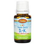 Carlson Labs, Kid's, Super Daily D3+K2, 25 mcg (1,000 IU) & 22.5 mcg, 0.34 fl oz (10.16 ml) - The Supplement Shop