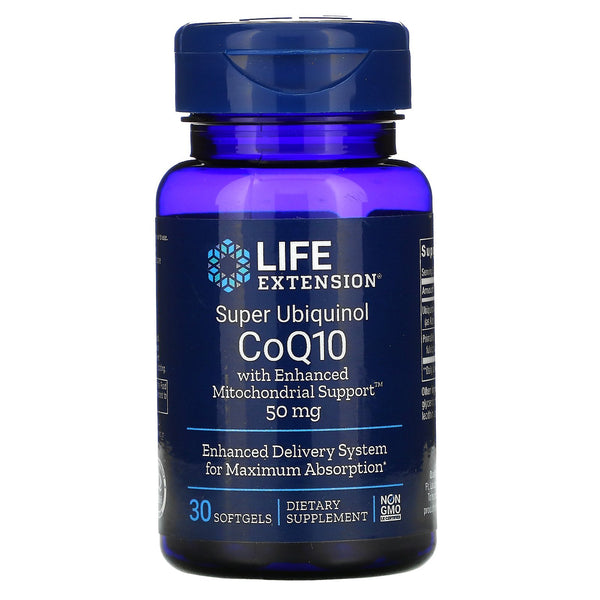 Life Extension, Super Ubiquinol CoQ10 with Enhanced Mitochondrial Support, 50 mg, 30 Softgels - The Supplement Shop