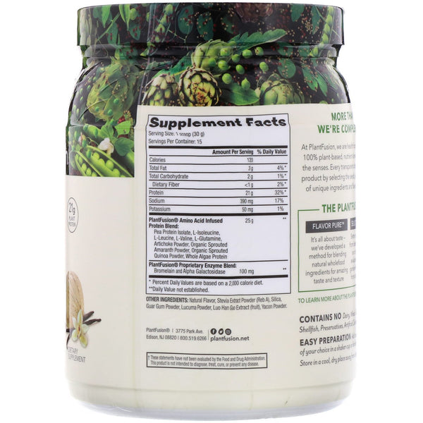 PlantFusion, Complete Protein, Creamy Vanilla Bean, 15.87 oz (450 g) - The Supplement Shop