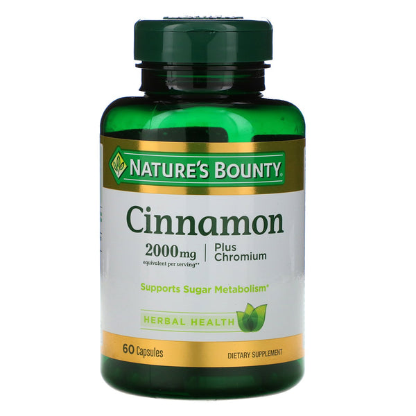 Nature's Bounty, Cinnamon Plus Chromium, 2,000 mg, 60 Capsules - The Supplement Shop