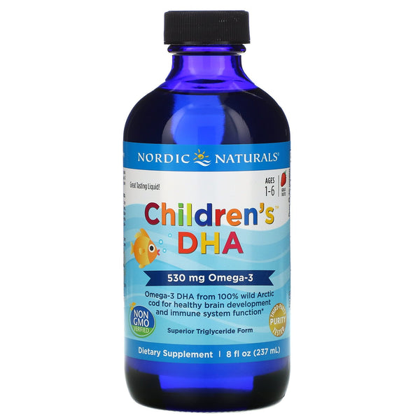 Nordic Naturals, Children's DHA, Ages 1-6, Strawberry, 530 mg, 8 fl oz (237 ml) - The Supplement Shop