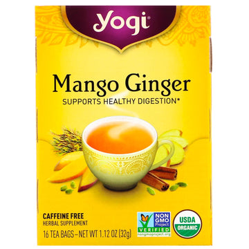 Yogi Tea, Organic Mango Ginger, Caffeine Free, 16 Tea Bags, 1.12 oz (32 g)