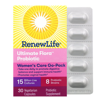 Renew Life, Women's Care Go-Pack, Ultimate Flora Probiotic, 15 Billion Live Cultures, 30 Vegetarian Capsules
