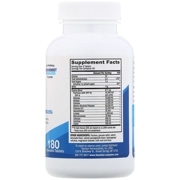 Houston Enzymes, TriEnza Chewable, 180 Chewable Tablets - The Supplement Shop