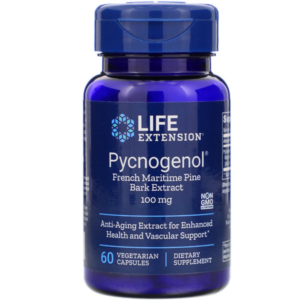 Life Extension, Pycnogenol, French Maritime Pine Bark Extract, 100 mg, 60 Vegetarian Capsules - The Supplement Shop