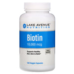 Lake Avenue Nutrition, Biotin, 10,000 mcg, 120 Veggie Capsules - The Supplement Shop