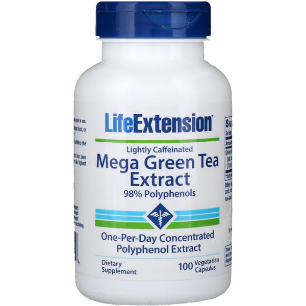 Life Extension, Mega Green Tea Extract, Lightly Caffeinated, 100 Vegetarian Capsules - The Supplement Shop