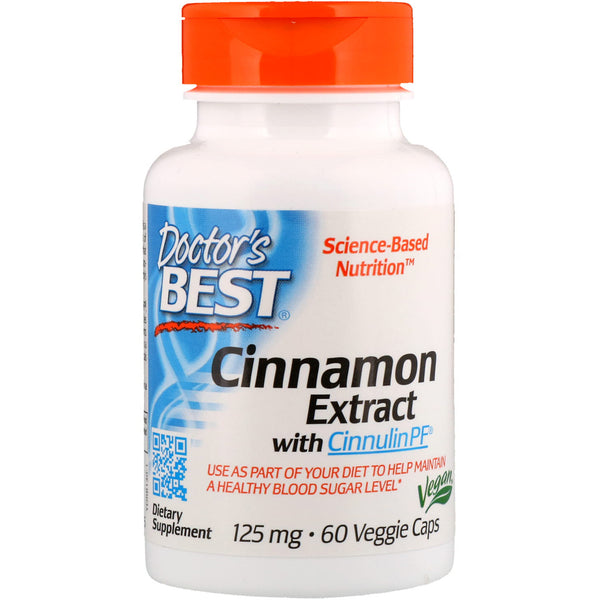 Doctor's Best, Cinnamon Extract with Cinnulin PF, 125 mg, 60 Veggie Caps - The Supplement Shop