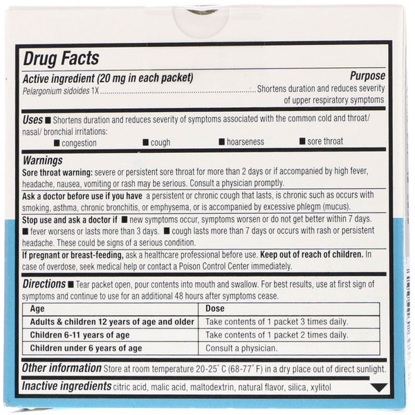 Nature's Way, Umcka, ColdCare Kids, FastActives, For Ages 6 and Up, Cherry Flavored, , 10 Powder Packets - The Supplement Shop