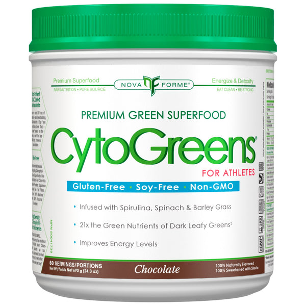 NovaForme, CytoGreens, Premium Green Superfood for Athletes, Chocolate, 1.51 lbs (690 g) - The Supplement Shop