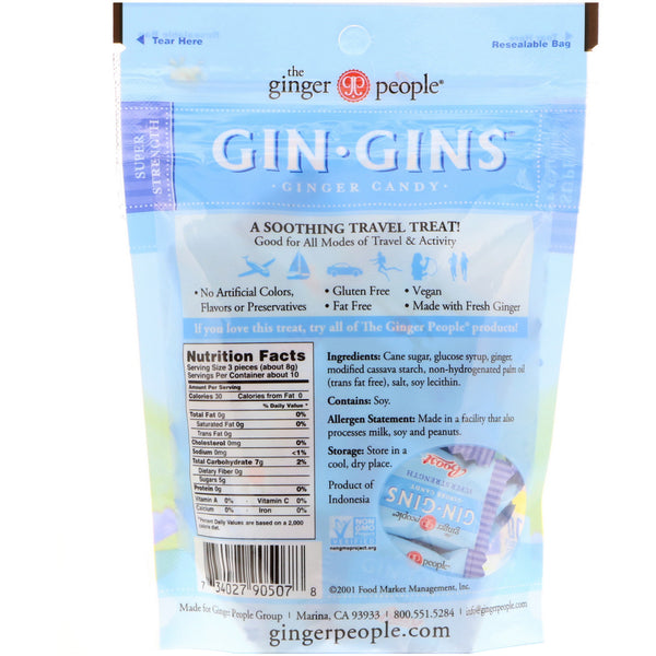 The Ginger People, Gin Gins, Ginger Candy, Super Strength, 3 oz (84 g) - The Supplement Shop
