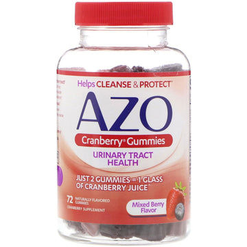 Azo, Cranberry Gummies, Mixed Berry Flavor, 72 Naturally Flavored Gummies