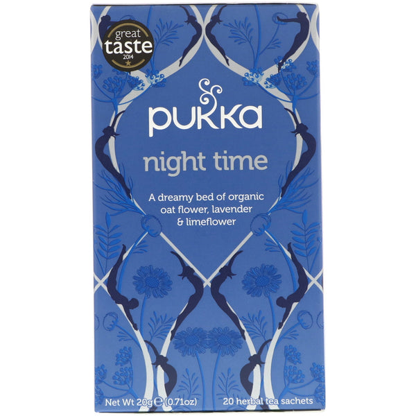 Pukka Herbs, Night Time Tea, Caffeine Free, 20 Herbal Tea Sachets, 0.71 oz (20 g) - The Supplement Shop