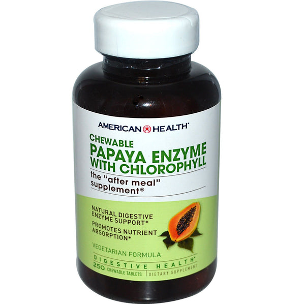 American Health, Papaya Enzyme with Chlorophyll, 250 Chewable Tablets - The Supplement Shop