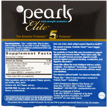 Nature's Way, Pearls Elite, Extra Strength Probiotics, 30 Once-Daily Softgels