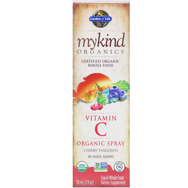 Garden of Life, MyKind Organics, Vitamin C Organic Spray, Cherry-Tangerine, 2 fl oz (58 ml) - The Supplement Shop