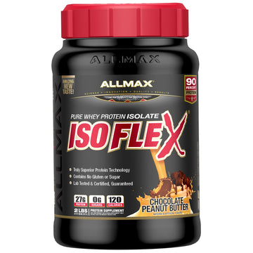 ALLMAX Nutrition, Isoflex, Pure Whey Protein Isolate (WPI Ion-Charged Particle Filtration), Chocolate Peanut Butter, 2 lbs (907 g)