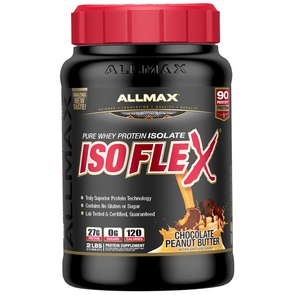 ALLMAX Nutrition, Isoflex, Pure Whey Protein Isolate (WPI Ion-Charged Particle Filtration), Chocolate Peanut Butter, 2 lbs (907 g) - The Supplement Shop
