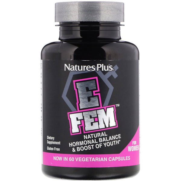 Nature's Plus, E Fem for Women, Natural Hormonal Balance & Boost of Youth, 60 Vegetarian Capsules - The Supplement Shop