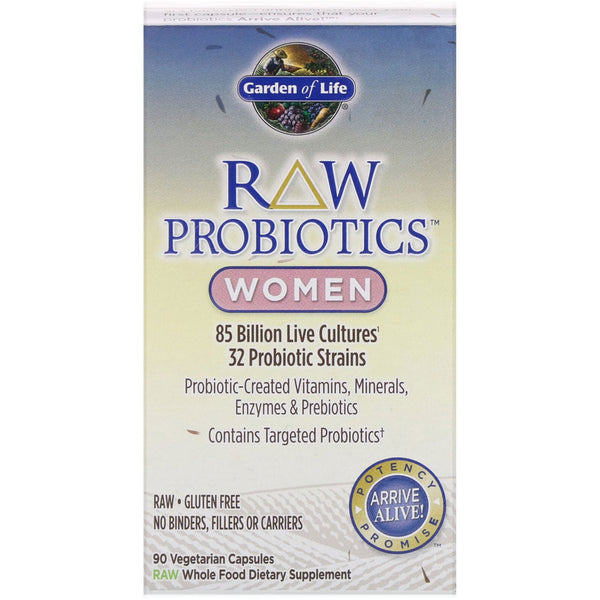 Garden of Life, RAW Probiotics, Women, 90 Vegetarian Capsules - The Supplement Shop