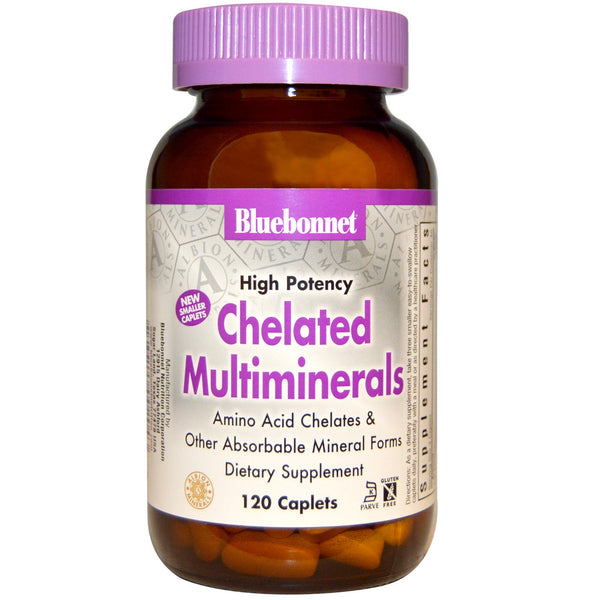 Bluebonnet Nutrition, High Potency, Chelated Multiminerals, 120 Caplets - The Supplement Shop