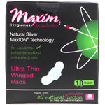 Maxim Hygiene Products, Ultra Thin Winged Pads, Natural Silver MaxION Technology, Super, 10 Pads - The Supplement Shop