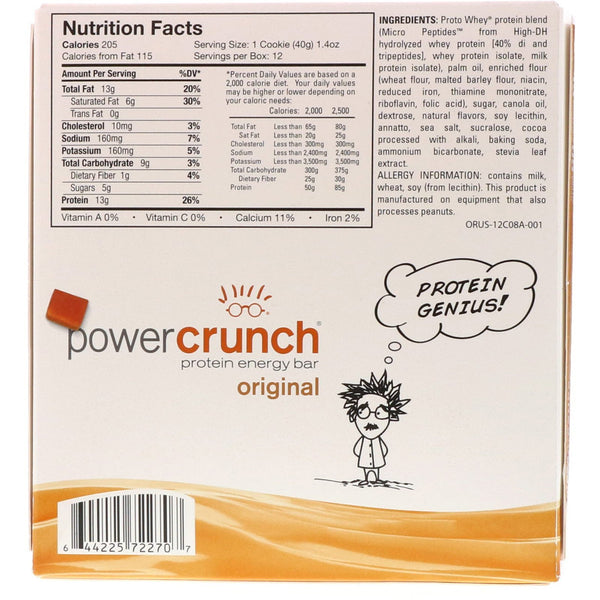 BNRG, Power Crunch Protein Energy Bar, Original, Salted Caramel, 12 Bars, 1.4 oz (40 g) Each - The Supplement Shop