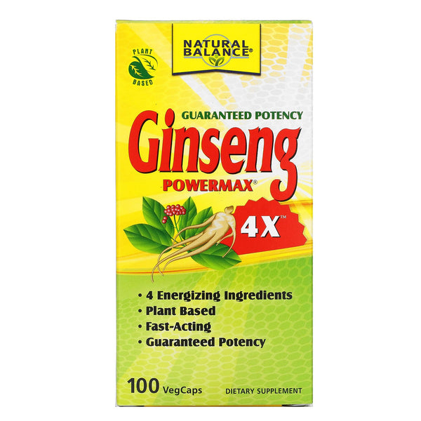 Natural Balance, Ginseng PowerMax 4X, 100 Veg Caps - The Supplement Shop