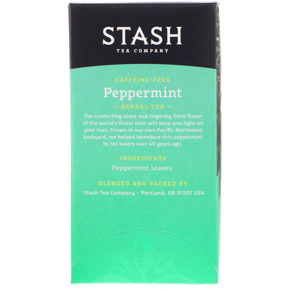 Stash Tea, Herbal Tea, Peppermint, Caffeine Free, 20 Tea Bags, 0.7 oz (20 g) - The Supplement Shop