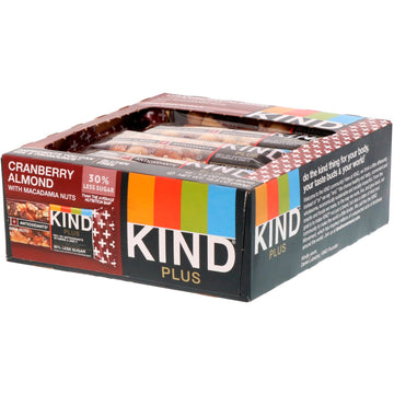 KIND Bars, Kind Plus, Cranberry Almond + Antioxidants with Macadamia Nuts, 12 Bars, 1.4 oz (40 g) Each