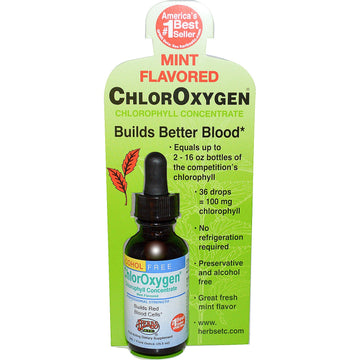Herbs Etc., ChlorOxygen, Chlorophyll Concentrate, Alcohol Free, Mint Flavored, 1 fl oz (29.5 ml)