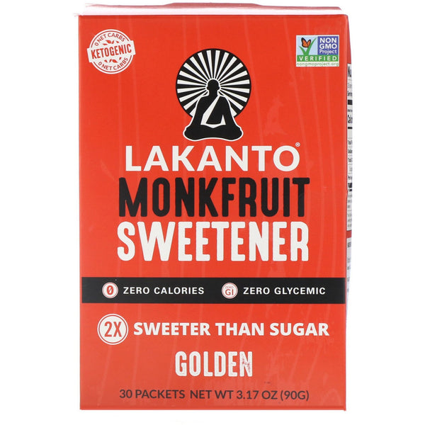 Lakanto, Monkfruit Sweetener, Golden, 30 Packets - The Supplement Shop