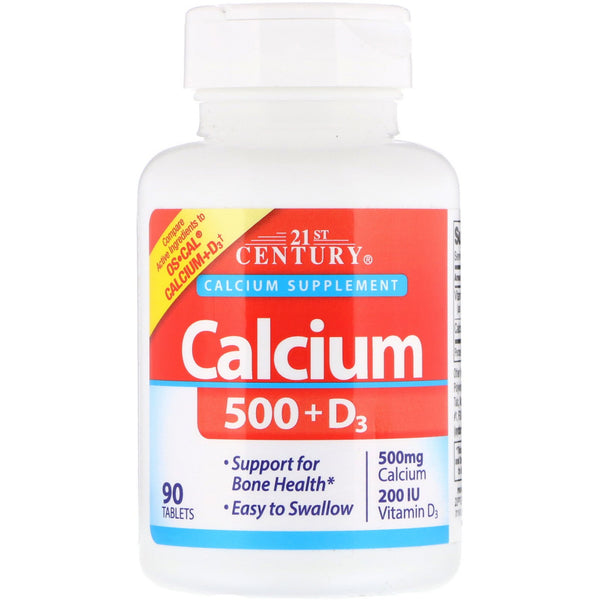 21st Century, Calcium 500 + D3, 90 Tablets - The Supplement Shop