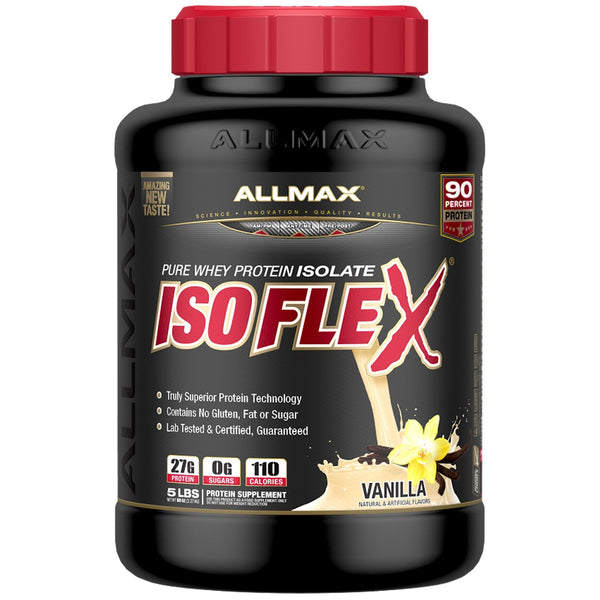 ALLMAX Nutrition, Isoflex, Pure Whey Protein Isolate (WPI Ion-Charged Particle Filtration), Vanilla, 5 lbs (2.27 kg) - The Supplement Shop