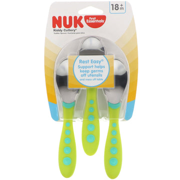 NUK, First Essentials, Kiddy Cutlery Toddler Spoons, 18+ Months, 3 Pack