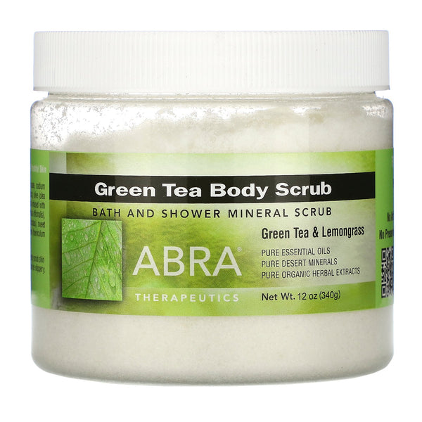 Abra Therapeutics, Green Tea Body Scrub, Green Tea & Lemongrass, 10 oz (283 g) - The Supplement Shop