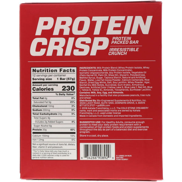 BSN, Protein Crisp, Mint Mint Chocolate Chocolate Chip, 12 Bars, 2.01 oz (57 g) Each - The Supplement Shop
