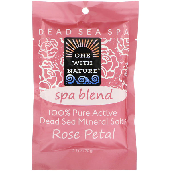One with Nature, Dead Sea Spa, Mineral Salts, Spa Blend, Rose Petal, 2.5 oz (70 g) - The Supplement Shop