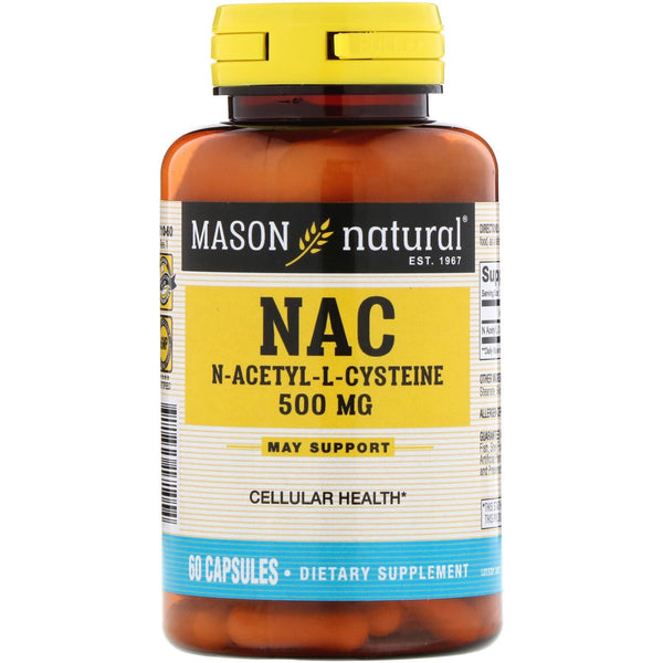 Mason Natural, NAC N-Acethyl-L-Cysteine, 500 mg, 60 Capsules - The Supplement Shop