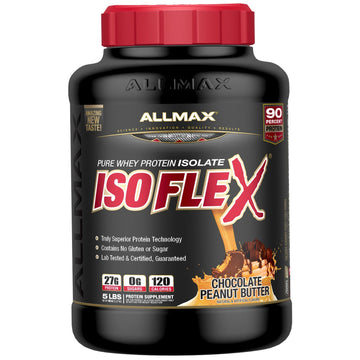 ALLMAX Nutrition, Isoflex, Pure Whey Protein Isolate (WPI Ion-Charged Particle Filtration), Chocolate Peanut Butter, 5 lbs (2.27 kg)