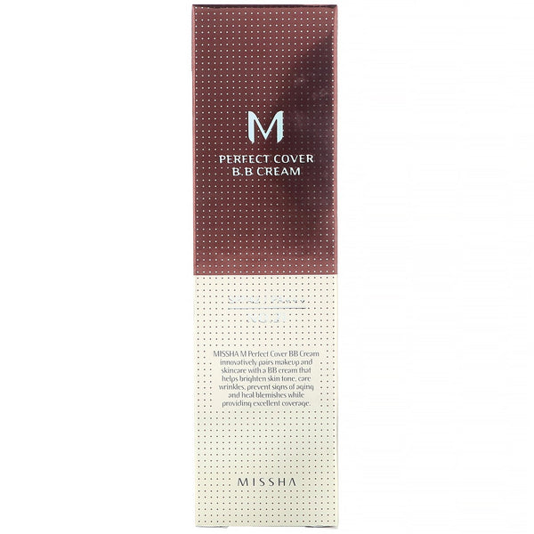 Missha, M Perfect Cover B.B Cream, SPF 42 PA+++, No. 21 Light Beige, 1.7 oz (50 ml) - The Supplement Shop