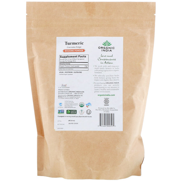 Organic India, Turmeric Rhizome Powder, 16 oz (454 g) - The Supplement Shop