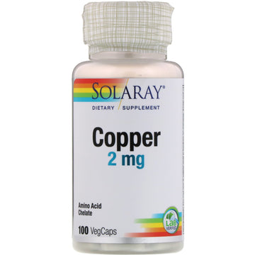 Solaray, Copper, 2 mg, 100 VegCaps