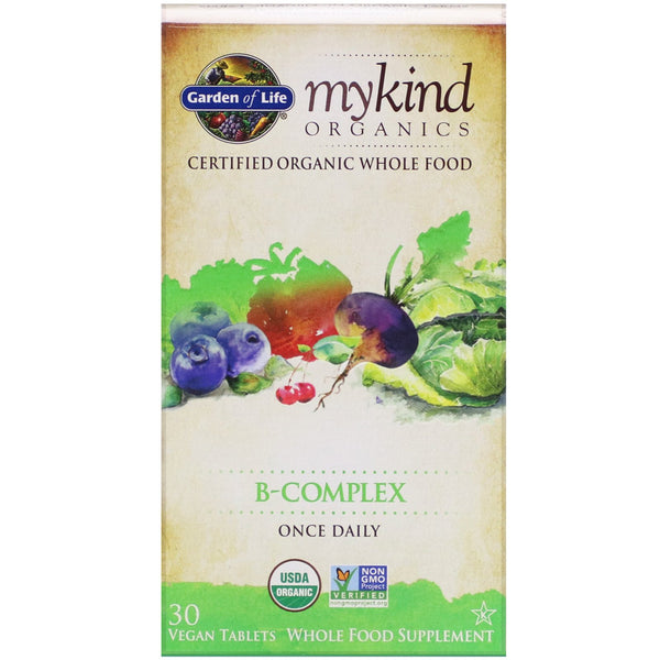 Garden of Life, MyKind Organics, B-Complex, 30 Vegan Tablets - The Supplement Shop